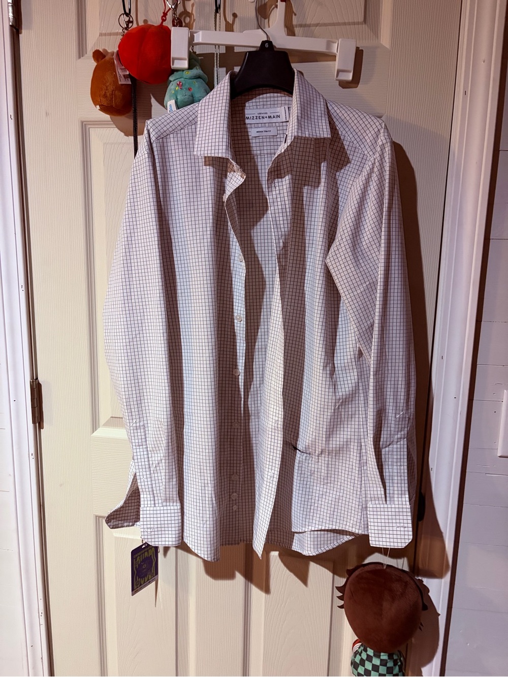 Mizzen+Main White and Gray Check Dress Shirt